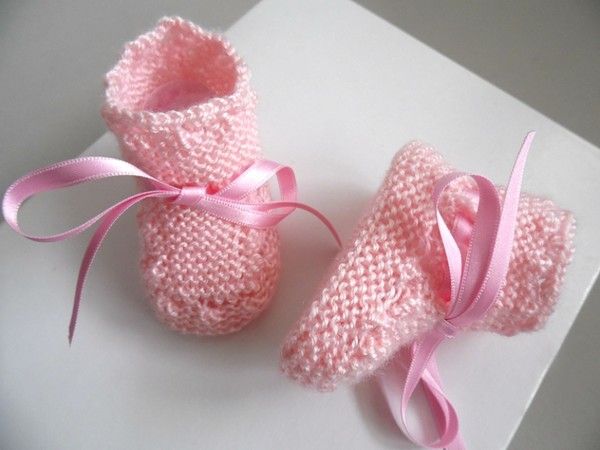 Chaussons Baskets En Laine Faits Main - Taille 0-3 Mois, Gris, Lacets, Fait Main En France