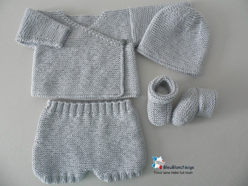 Ensemble Bébé Naissance Fait Main - Brassière, Bonnet Et Chaussons Bleus - Neuf Sans étiquettes